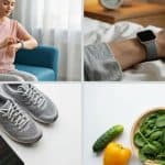 Persoon controleert hartslag met smartwatch voor gezondheid.